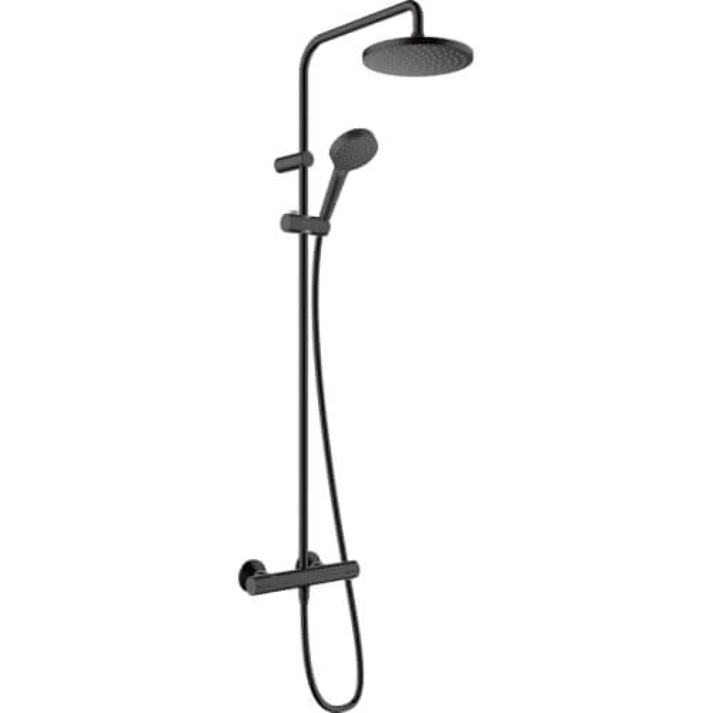 Душова система Hansgrohe Vernis Blend Showerpipe 200 1jet з термостатом, чорний матовий- Фото 1